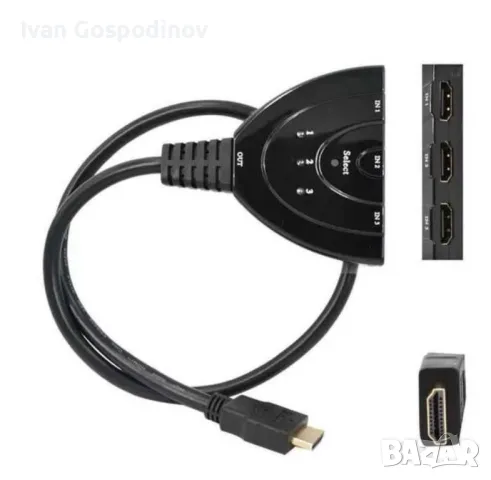 HDMI сплитер с 3 порта, снимка 3 - Друга електроника - 47776178