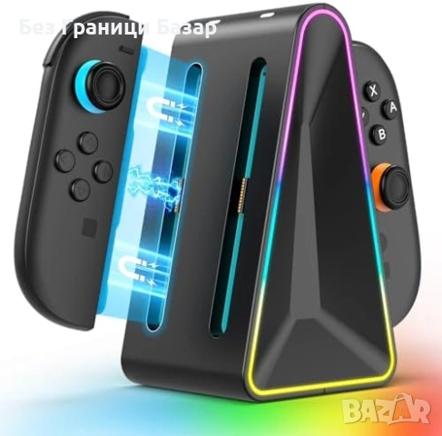 Нова Switch 2 Joy-Con зарядна док станция 4 контролера магнитна RGB
