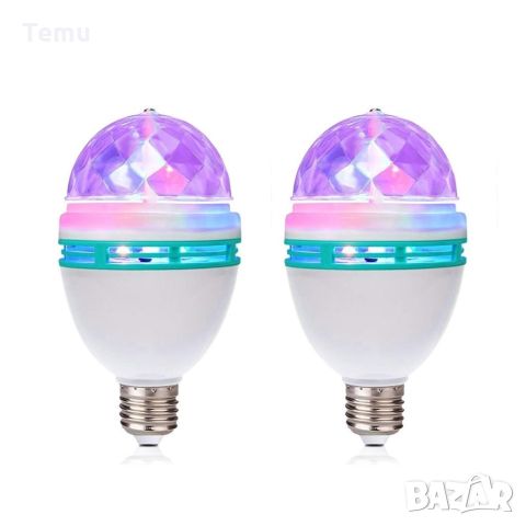 Диско LED лампа, въртяща се крушка - автоматично въртене с кристални топки, снимка 1 - Лед осветление - 45700602