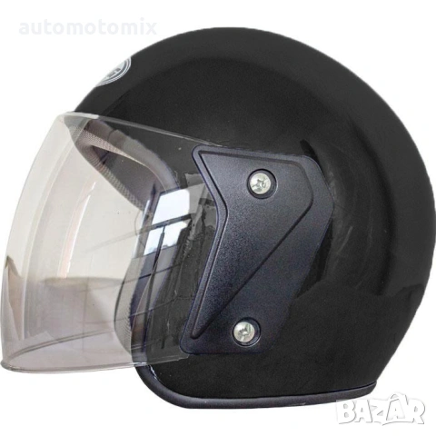 КАСКА ЗА МОТОР, ОТВОРЕНА КАСКА БЕЗ БРАДА ЗА СКУТЕР, ЧЕРЕН ГЛАНЦ - 2415, снимка 2 - Аксесоари и консумативи - 53765972