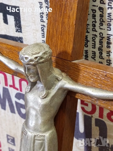 Старо разпятие/ кръст за стена, снимка 4 - Антикварни и старинни предмети - 54183600
