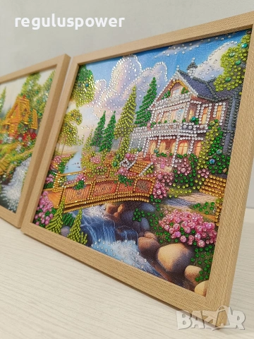 Диамантен гоблен 25 х 25 см готов изработен в дървена рамка , снимка 7 - Гоблени - 53668853