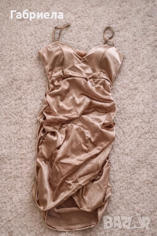 Нова къса рокля в цвят шампанско, снимка 3 - Рокли - 53014690