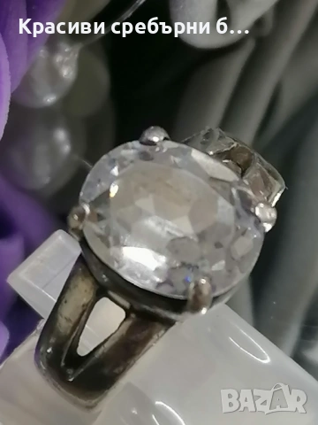 Стар сребърен пръстен красиво фасетиран циркон , снимка 2 - Пръстени - 53528548