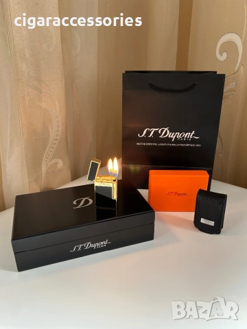 S.T. Dupont Ligne 2 Black & Gold запалка – 2 пламъка, пълен комплект, снимка 2 - Запалки - 53745500