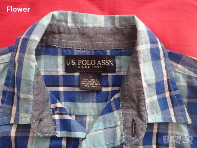 Нова детска карирана риза за момче U.S. POLO ASSN. размер 7г, 116-122см, снимка 4 - Детски ризи - 52955027