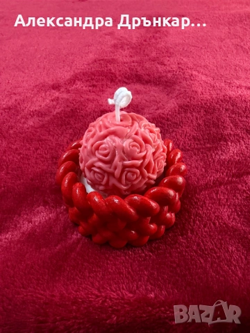 Ръчно изработена соева свещ Букет от рози , снимка 2 - Декорация за дома - 53696033