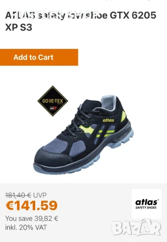 Работни обувки с метално бомбе ATLAS GORE-TEX.Номер 42, снимка 9 - Други - 51001556