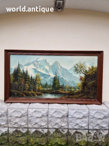 Страхотна огромна майсторска авторска картина масло върху платно , снимка 2 - Антикварни и старинни предмети - 53211074