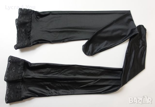 Черни чорапи със силиконова лента 80 Den лъскави от сатенена ликра, снимка 4 - Бельо - 45587071