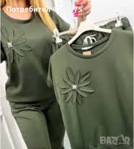 Ново💯‼️комплекти блузка и панталон♥️красиво цвете с камъчета❤️🌸M L XL 2XL 3XL 🍀🫶, снимка 4 - Спортни екипи - 49613008