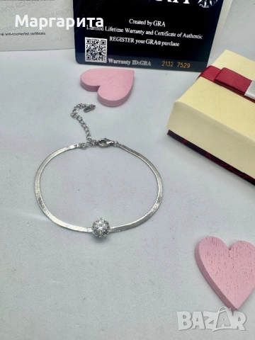 Сребърна гривна с мойсанит (диамант ) 0.5 карата, снимка 10 - Гривни - 52059314