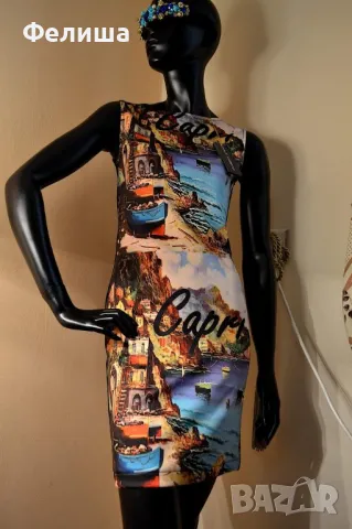 Брандова Силуетна Секси Впечатлителна Рокля CAPRI Италия, снимка 2 - Рокли - 50121947
