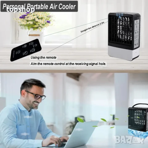 Нов преносим мобилен охладител, въздушен охладител Персонален мини климатик с 4000 mAh вградена..., снимка 6 - Вентилатори - 50501884