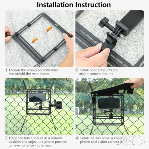 Стойка за телефон и екшън камера с магнитен абажур, комплект за монтаж, снимка 9 - Селфи стикове, аксесоари - 51215509
