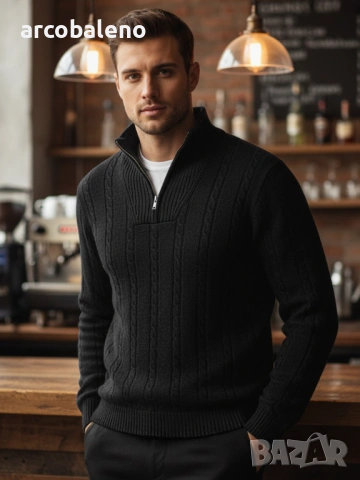 Мъжки пуловер с яка, 3цвята , снимка 3 - Пуловери - 53037279
