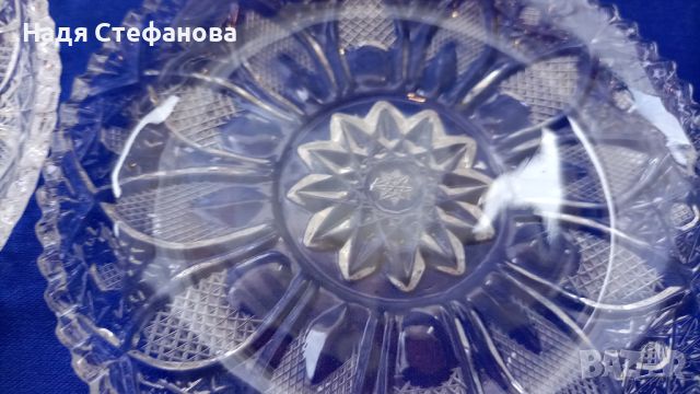 4 бр кристални чинийки за сладко или мезета, богата ръчна гравюра, снимка 6 - Чинии - 46602167