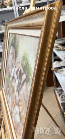 Ръчно рисувана картина на платно в масивна рамка, снимка 4 - Картини - 53825308