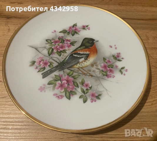  Винтидж порцеланови чинии за стена с японски мотив – птица и сакура.1970-1980г., снимка 4 - Антикварни и старинни предмети - 54032631