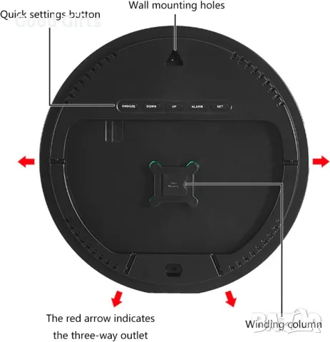 Кръгъл дигитален часовник за стена, снимка 3 - Стенни часовници - 50240201