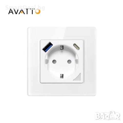 AVATTO N-WOT10-USB-W Интелигентен стенен контакт – 16A EU БЯЛ, снимка 2 - Друга електроника - 45783476