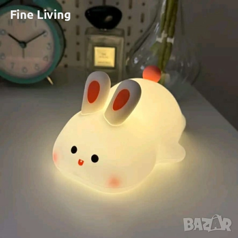 Нощна лед лампа заек Tilihome Rabbit LED Light - сладка заешка лампа, която носи уют, усмивки и спок, снимка 6 - Настолни лампи - 52018530