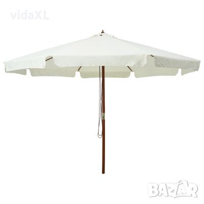 vidaXL Градински чадър с дървен прът, 330 см, пясъчнобял(SKU:47212, снимка 1 - Градински мебели, декорация  - 46173011