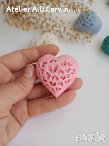 Ароматни глицеринови гравирани сапунчета Сърце, за подаръци за гости, снимка 2 - Декорация - 53887044