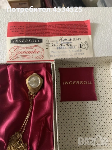 🕰️ Дамски часовник-висулка Ingersoll Pendant 3281 (1967 г.) с оригинални документи!