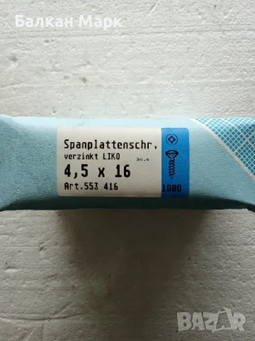 🔩 Винт,ВИНТОВЕ,полуобла глава-PZ ,ЗА ДЪРВОПДЧ,МДФ,OSB-4.5х16мм- 1000бр./оп., снимка 1