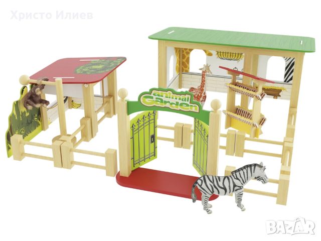 Голяма дървена зоогическа градина с животни Зоопарк Playtive, снимка 2 - Образователни игри - 45301896