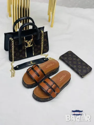 дамски чехли, чанта и портмоне Шанел louis vuitton burberry , снимка 2 - Чанти - 46889748