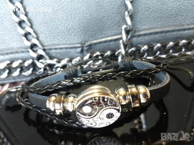 Гривна с Yin-Yang символ – баланс и хармония в стилен дизайн, снимка 6 - Гривни - 50218836