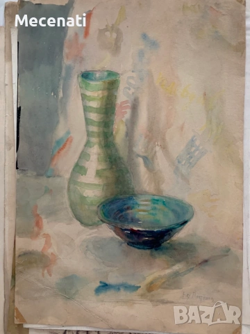 ЕВГЕНИ ПОПТОШЕВ акварел натюрморт , снимка 4 - Картини - 53099439