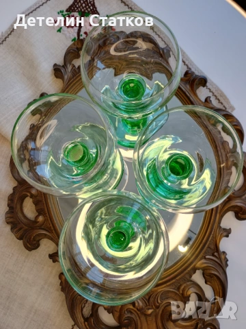 Винтидж, ретро стъклени чаши за вино 4 бр., снимка 5 - Чаши - 54060112