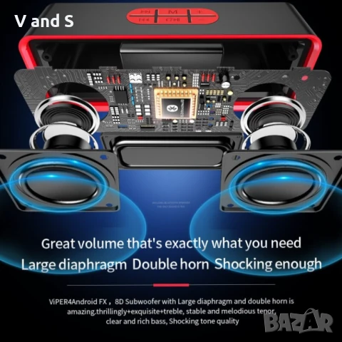 Преносима Bluetooth колонка ,акумулаторни високоговорители, черни,с фм радио стерео и субуфер, снимка 6 - Тонколони - 51054983