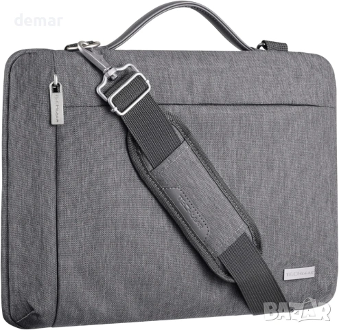 TECHGEAR защитен калъф за лаптоп 15.6 инча, с дръжка, презрамка и джобове, водоустойчив, сив