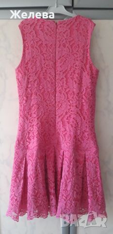 Дамска розова рокля-дантела, размер S, снимка 2 - Рокли - 46409199