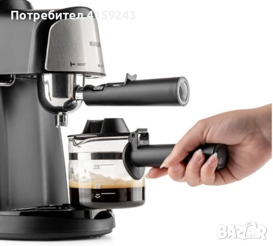 Комплект еспресо машина MUHLER MCM-33 + 2 стъклени чаши Luigi Ferrero Caffeina 80ml FR-8012 ПОДАРЪК , снимка 7 - Кафемашини - 51628803