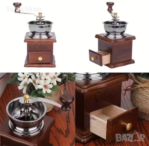 Кафемелачка ръчна Rosberg, Керамичен  механизъм, Корпус от метал и  дърво, Кафяв, снимка 3 - Други - 52827569