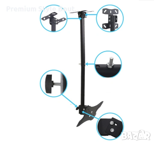 Висяща ТВ стойка за таван за екрани от 14 до 42 инча TV STOIK-10, снимка 4 - Други стоки за дома - 54002902