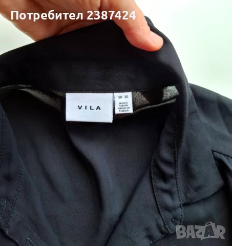 Черна дамска риза VILA, снимка 3 - Ризи - 53253152