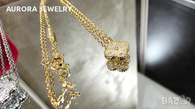 Van Cleef & Arpels VCA Gold Diamond Sweet Alhambra Clover Дамско Колие, снимка 12 - Колиета, медальони, синджири - 53918505