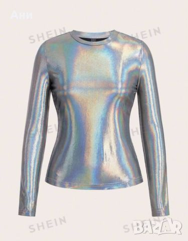 Нова парти блуза цвят сив металик, снимка 4 - Корсети, бюстиета, топове - 46414340