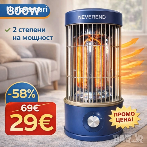 Настолна отоплителна печка NEVEREND 800W – ПРОМО