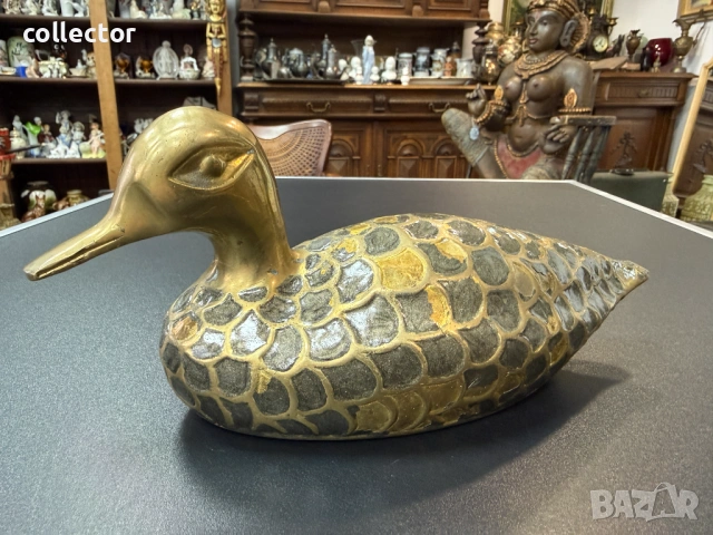 Масивна месингова патка / патица. №7872, снимка 3 - Антикварни и старинни предмети - 53477257
