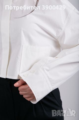 Дамска Риза Cropped - Бяла, снимка 4 - Ризи - 45200603