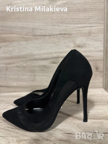 Велурени обувки на висок ток. , снимка 1