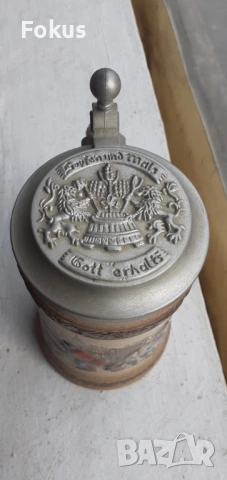 Колекционерска немска халба за бира с капак, снимка 5 - Антикварни и старинни предмети - 53336033