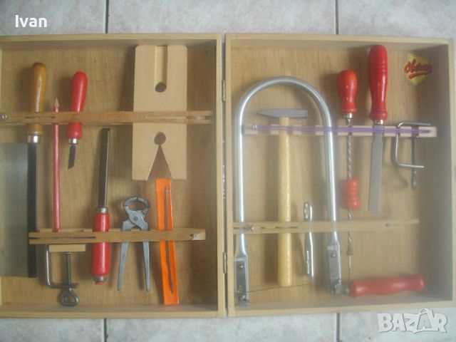 OBERON-West Germany-Нов Комплект 15 бр. Дърводелски Дърворезбарски Инструменти в Дървен Куфар/Сандък